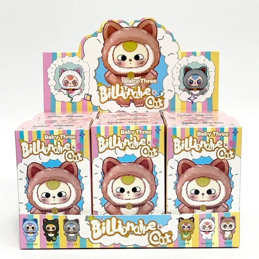 Baby Three Billionaire Lucky Cat Series – Blind Box | Cute Fortune Cat Collectible Figures Random 6pcs