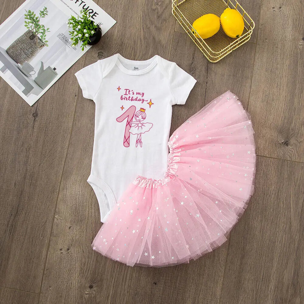 My 1st/2nd Birthday Baby Girl Birthday Pink Tutu Cake Dress (Age 3M-24M) DR140150-SQPWHXPK
