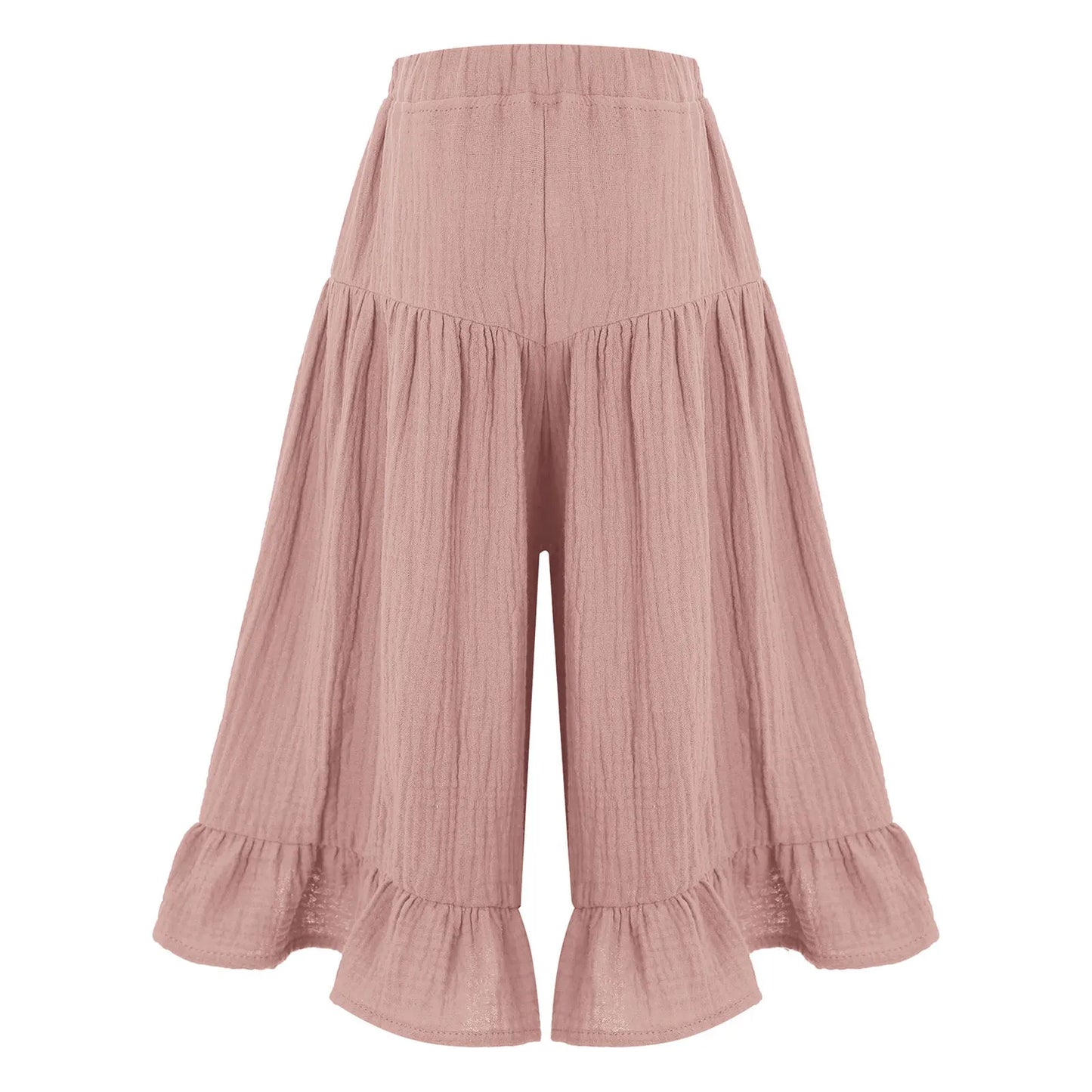 Girls Wide Leg Ruffled Trousers (Age 6M-8YRS)
