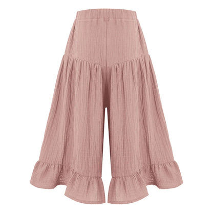 Girls Wide Leg Ruffled Trousers (Age 6M-8YRS)
