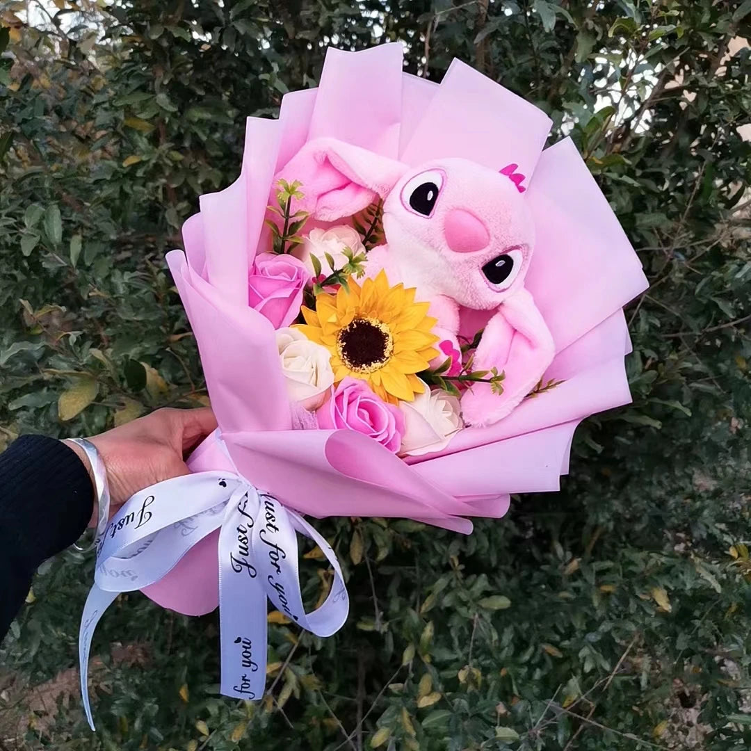 Lilo & Stitch Plush Bouquet – Sunflower & Rose Arrangement StitchBouquet-1