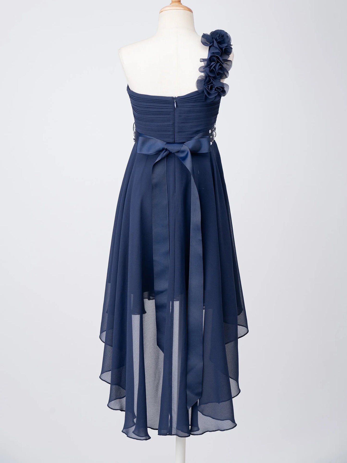 Girls One Shoulder Asymmetrical Hem Dress (Age 6-16 YRS)
