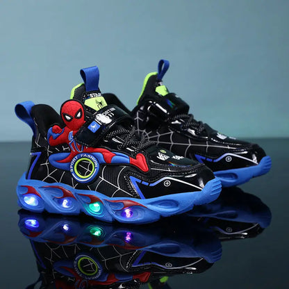 Spiderman Boys LED Light-Up Sneakers – Cartoon Sports Shoes