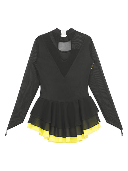 Girls Rhinestone Figure Skating Leotard Dress (Age 6-16 YRS)