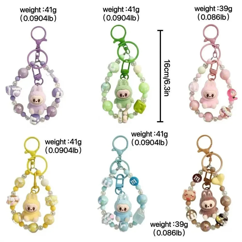 Labubu Doll Keychain Beaded Backpack Pendant