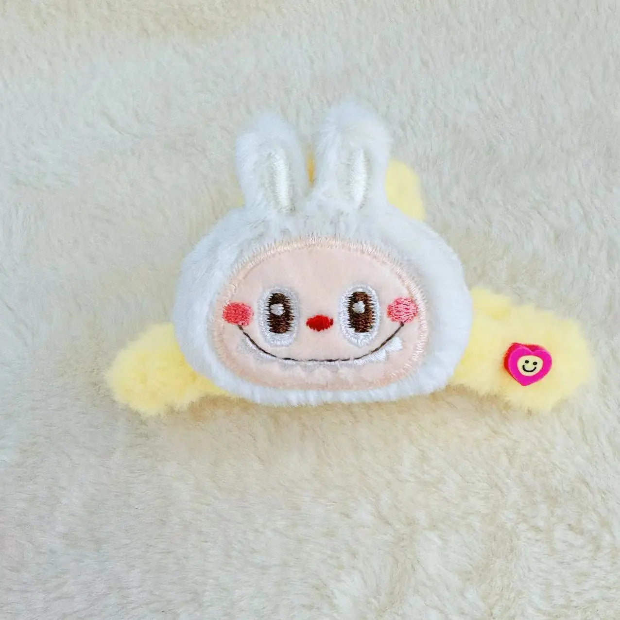 Labubu Double‑Sided Fabric Hair Clips | 3D Labubu Doll Barrettes White
