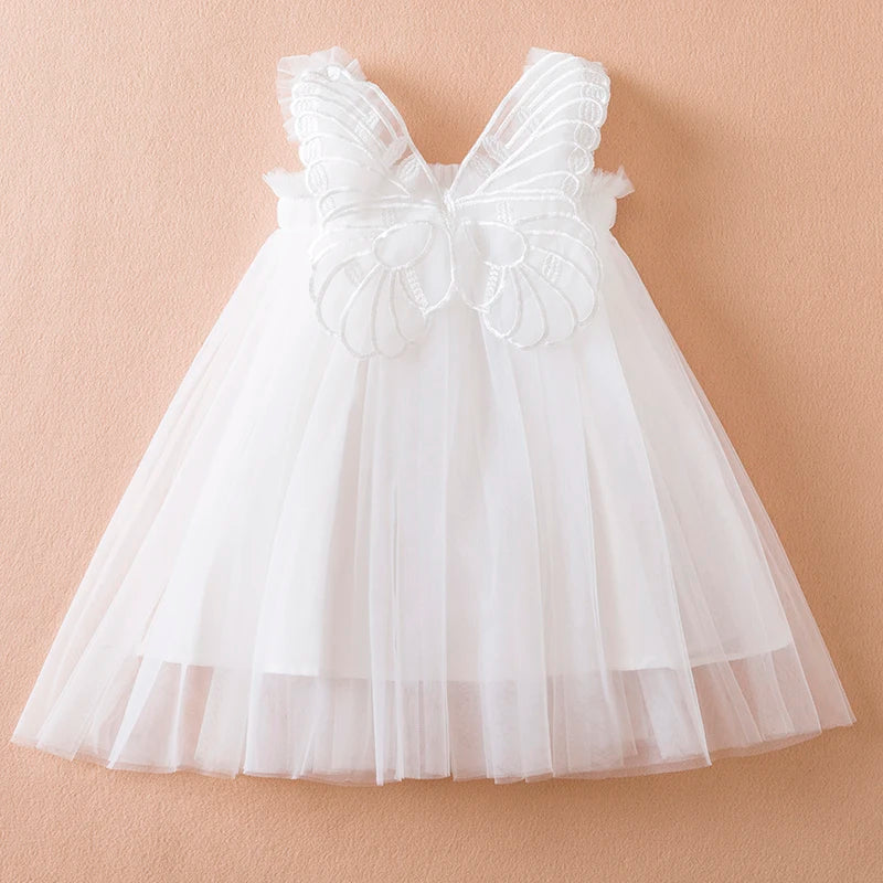 Girls Butterfly Tulle Dress (Age 9M-5YRS) White