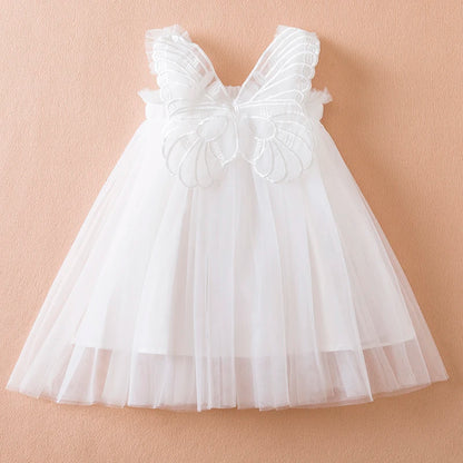 Girls Butterfly Tulle Dress (Age 9M-5YRS) White