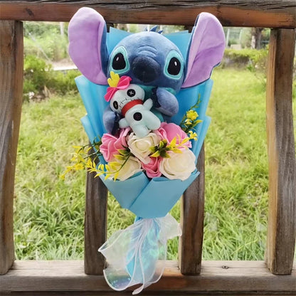 Lilo & Stitch Plush Flower Model Bouquet | Soft Plush Rose Bouquet - Valentines Gift
