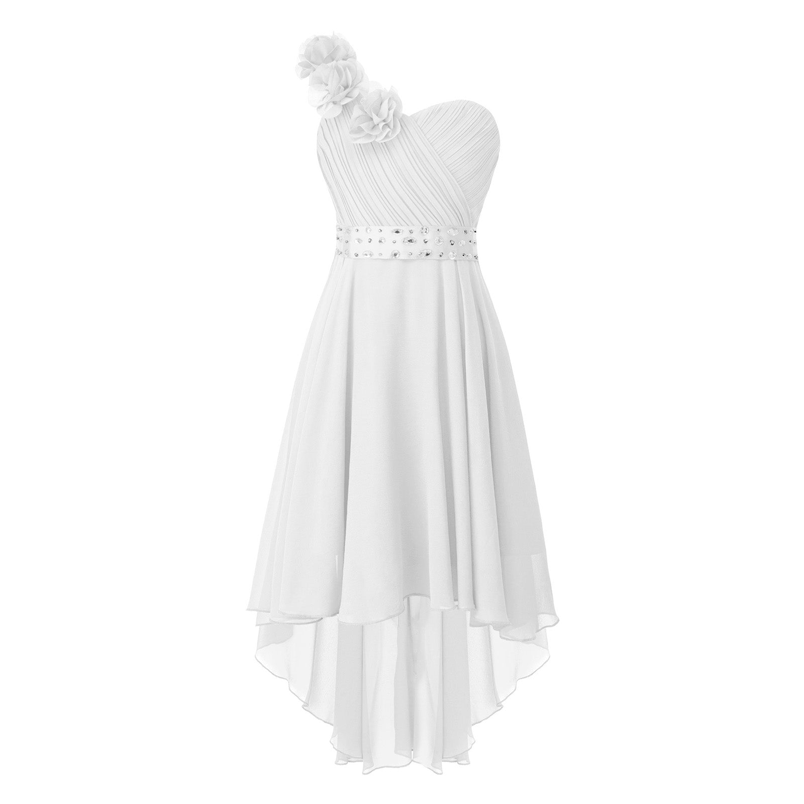 Girls One Shoulder Asymmetrical Hem Dress (Age 6-16 YRS)