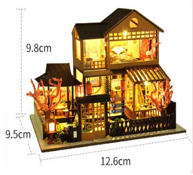 DIY Miniature Sakura Court House Model TC14 Set Brown