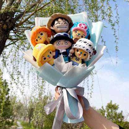Plush One Piece Tony Tony Chopper Monkey D. Luffy & Trafalgar Law Stuffed Toy Flower Bouquet