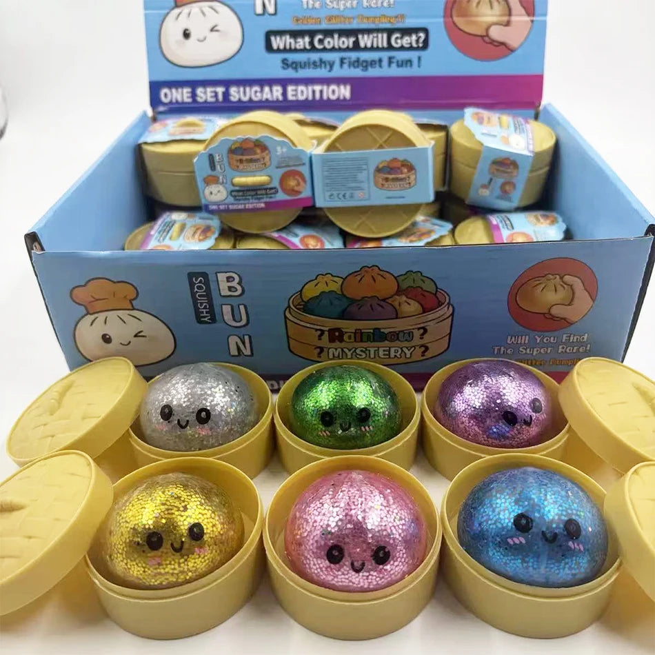 Ultra Rare Gold Glitter Dumpling Squishy – Slow‑Rise Sensory Stress Toy
