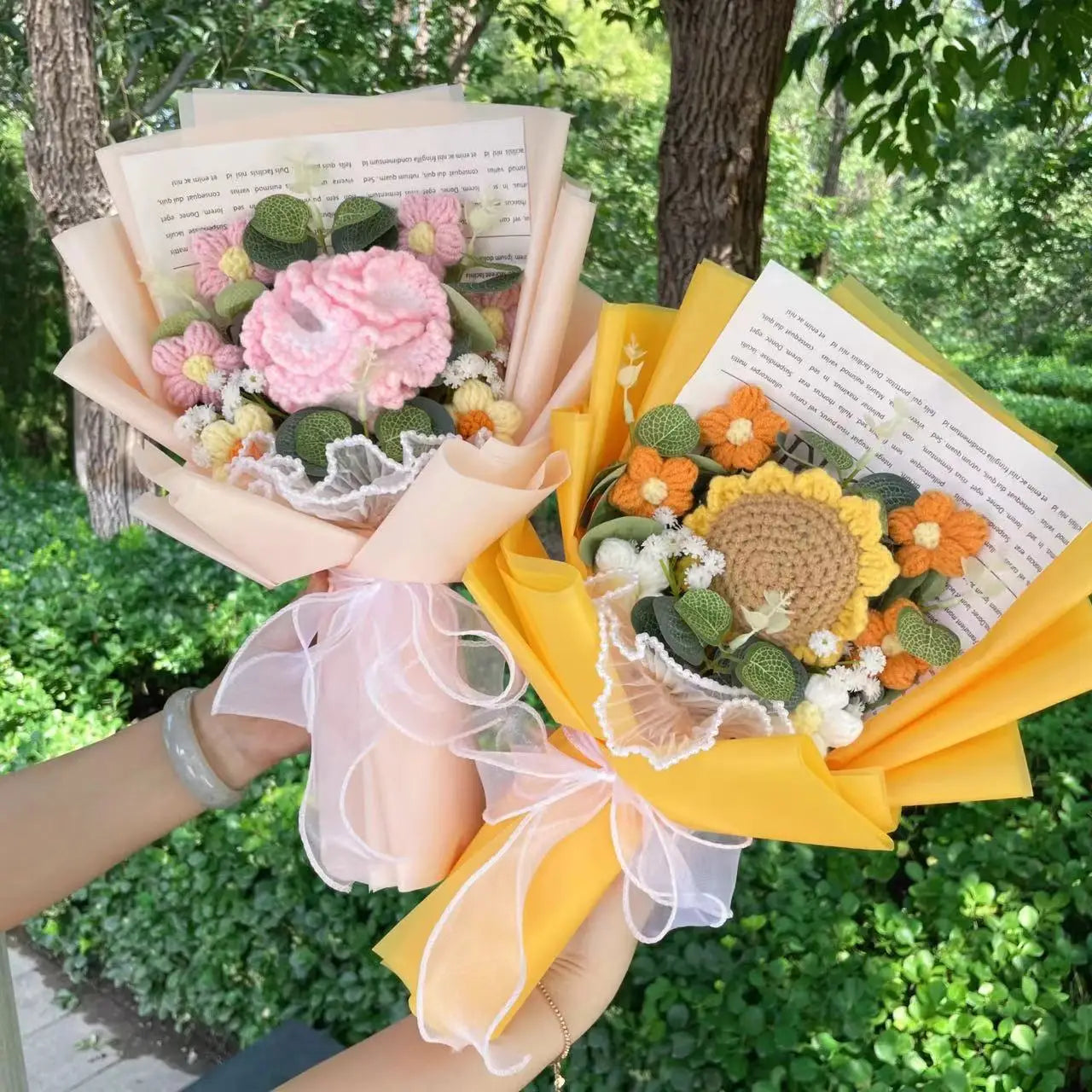 Plush Crochet Gift Flower Bouquet Tulip