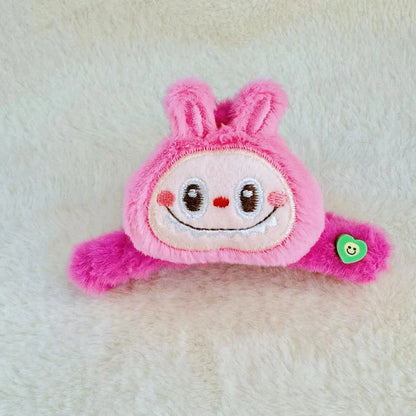 Labubu Double‑Sided Fabric Hair Clips | 3D Labubu Doll Barrettes Rose