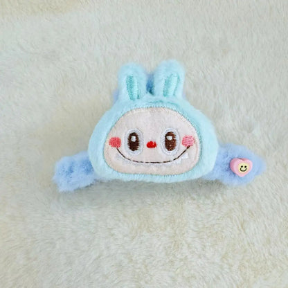 Labubu Double‑Sided Fabric Hair Clips | 3D Labubu Doll Barrettes Blue