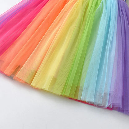 Girls Rainbow Tulle Party Dress (Age 5-8 YRS)