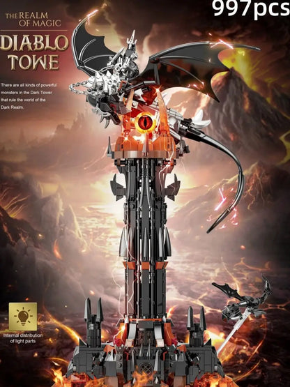 Fell Beast & Magic Tower Building Blocks – Fantasy Fortress MOC Set - 997pcs