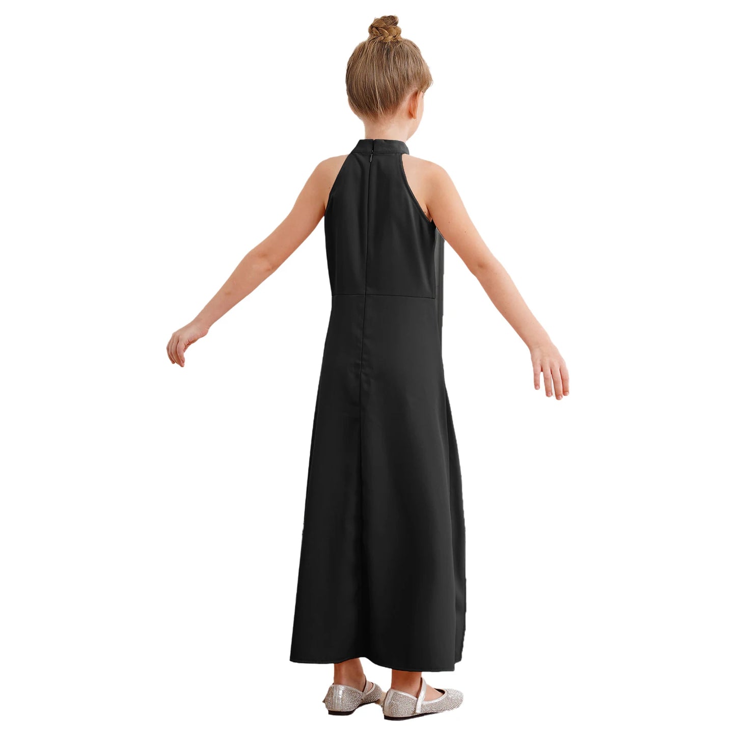 Girls Elegant Sleeveless High-Low Skirted Jumpsuit (Age 6-16YRS)