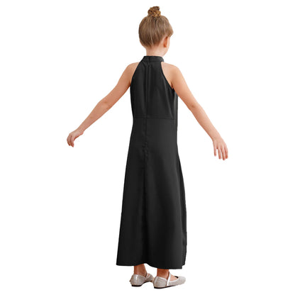 Girls Elegant Sleeveless High-Low Skirted Jumpsuit (Age 6-16YRS)