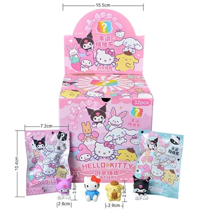 Blind Box Figures - Labubu & Pokémon Erasers- 32 Pack