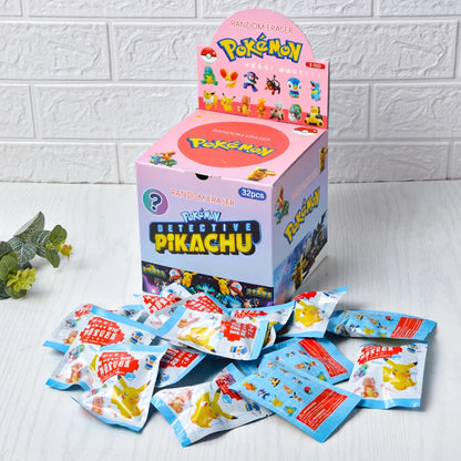 Blind Box Figures - Labubu & Pokémon Erasers- 32 Pack