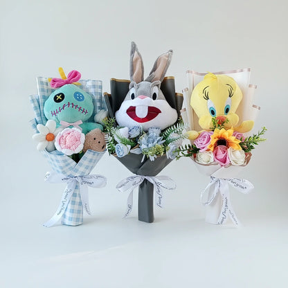 Lilo & Stitch Plush Flower Model Bouquet | Soft Plush Rose Bouquet - Valentines Gift
