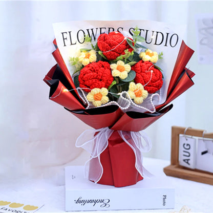 Crochet Creative Flower Gift Bouquet Red