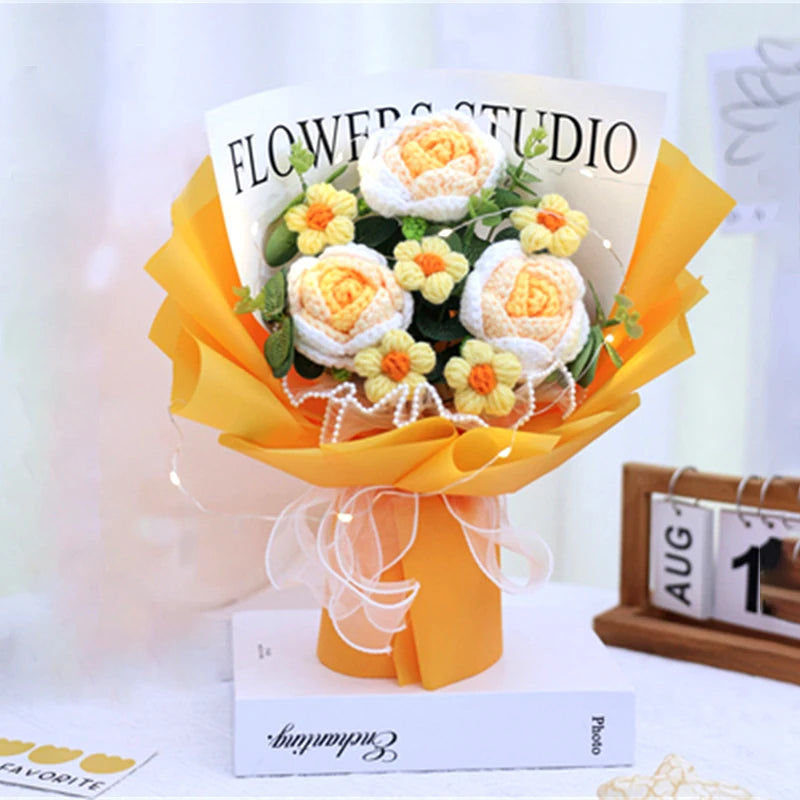 Crochet Creative Flower Gift Bouquet Yellow
