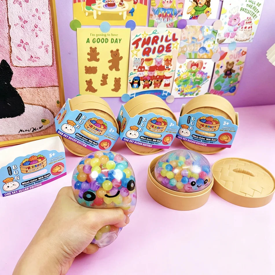 Mini Dumpling Squishy With Steamer – Crystal Soft Stress Relief Toy