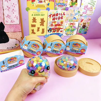 Mini Dumpling Squishy With Steamer – Crystal Soft Stress Relief Toy