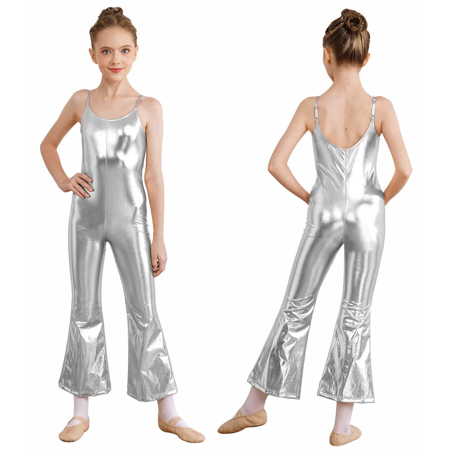 Girls Metallic Gymnastic Jumpsuit (Age 4-16YRS)