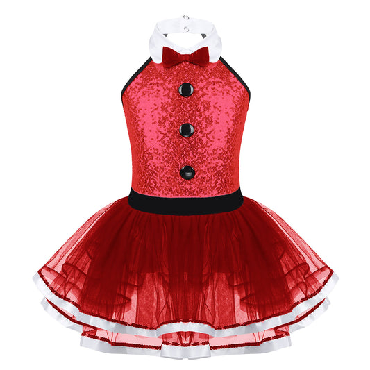 Girls Dance Sleeveless Sequin Leotard Dress (Age 4-14 YRS)