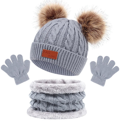 Baby/Toddler Hat Scarf & Gloves Set (Age 12M-5YRS) Gray 2 1-5Y