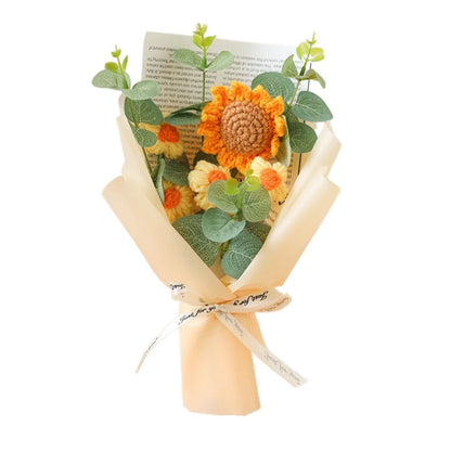Handmade Crochet Sunflower Daisy Flower Bouquet Gift Khaki