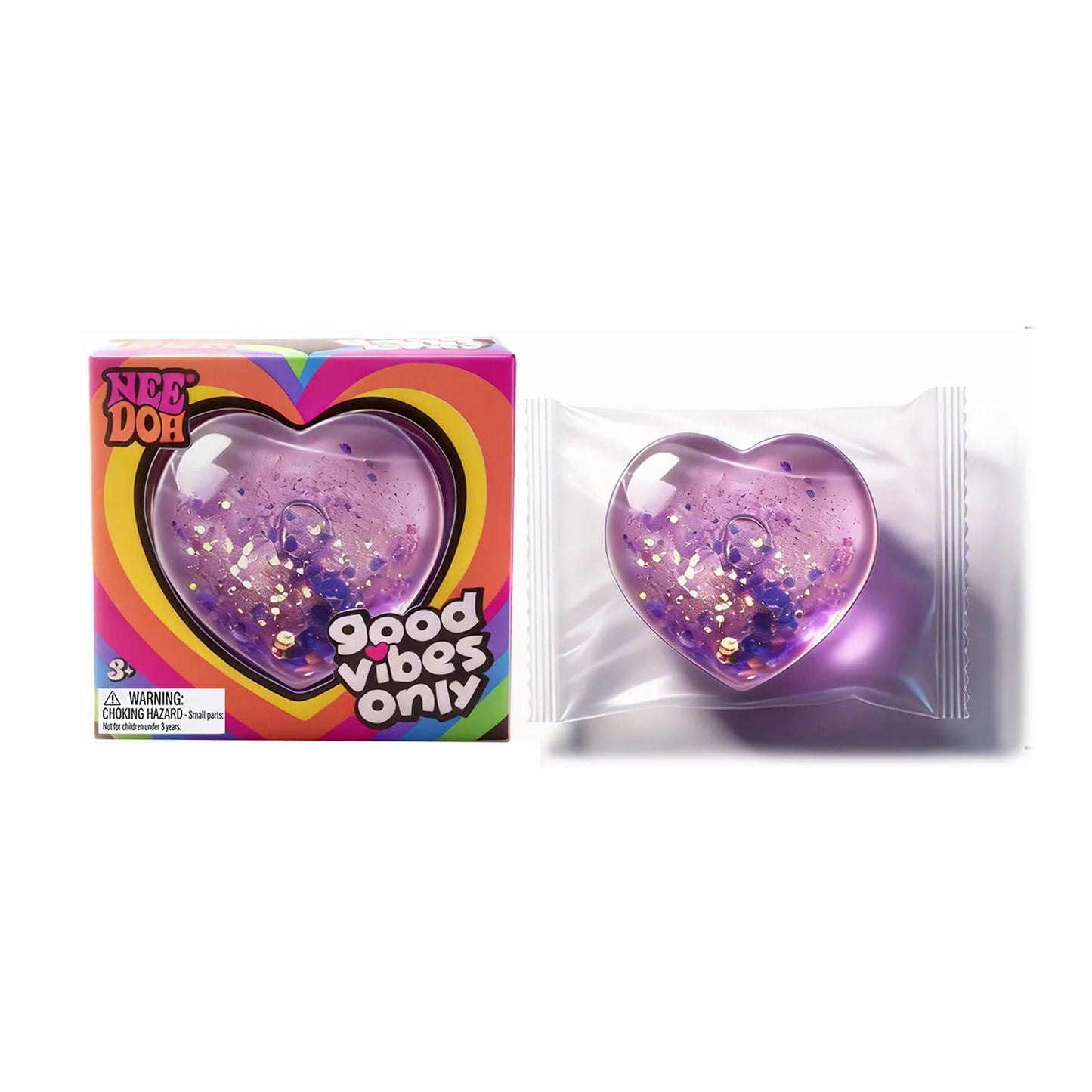 NeeDoh Good Vibes Only Heart – Super Solid Squish Sensory Stress Relief Toy Purple
