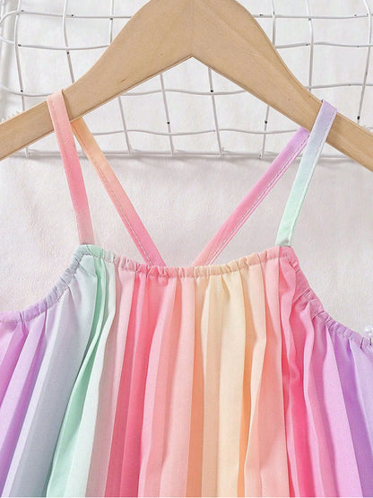 Girls Pleated Spaghetti Strap Camisoles Top & Wideleg Trousers (Age 4-7YRS)