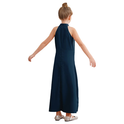 Girls Elegant Sleeveless High-Low Skirted Jumpsuit (Age 6-16YRS)