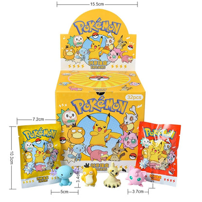 Blind Box Figures - Labubu & Pokémon Erasers- 32 Pack