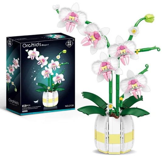 Moth Orchid Potted Building Blocks Bouquet DIY Toy 2138