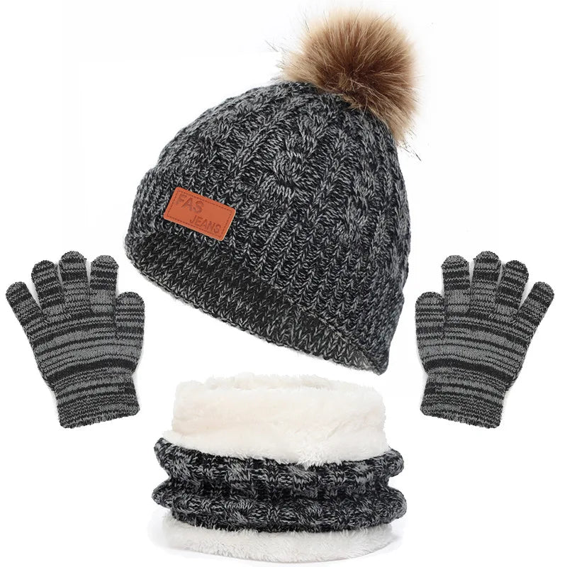 Baby/Toddler Hat Scarf & Gloves Set (Age 12M-5YRS) New Black 1-5Y