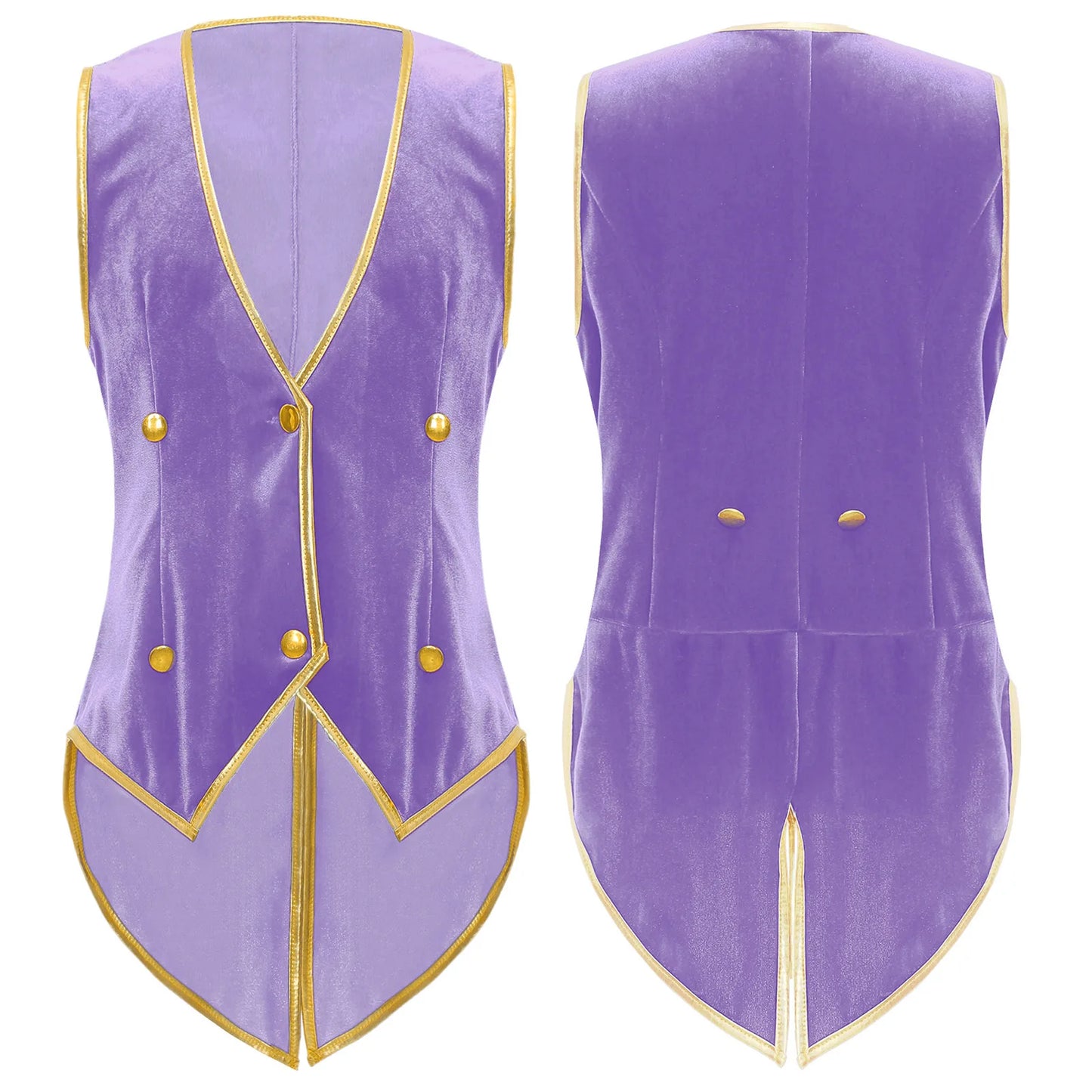 Boys Medieval Renaissance Tailcoat Vest Costume (Age 6-16YRS) Purple