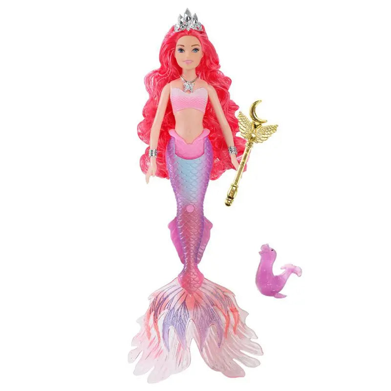 Mermaid Dolls – Music & Lighting Kids Toys | Colorful Hair (Pink, Blue, Red, Purple) | DIY Accessories Pink
