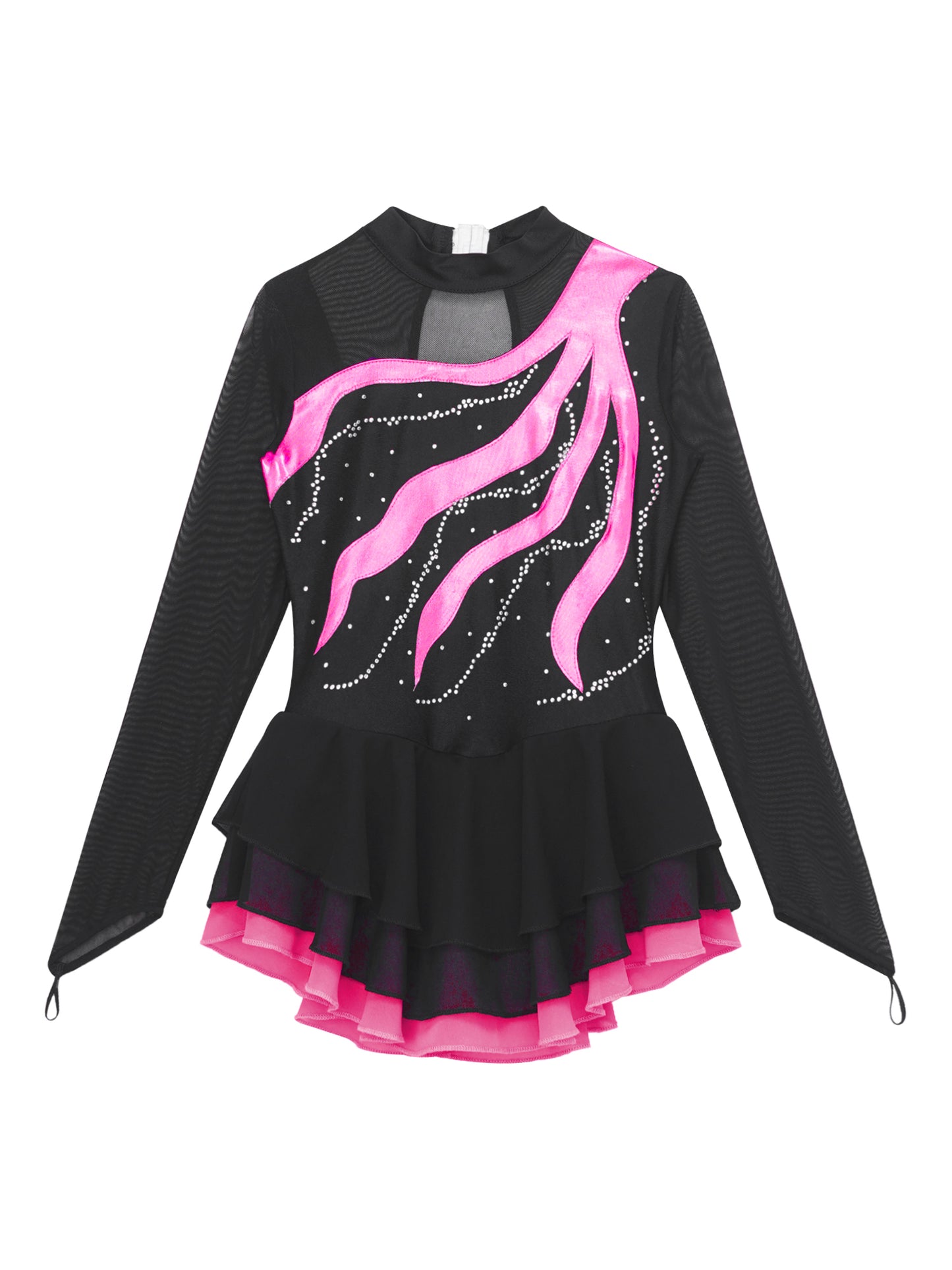 Girls Rhinestone Figure Skating Leotard Dress (Age 6-16 YRS)