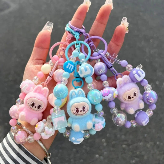Labubu Doll Keychain Beaded Backpack Pendant