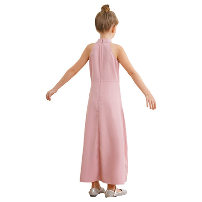Girls Elegant Sleeveless High-Low Skirted Jumpsuit (Age 6-16YRS)