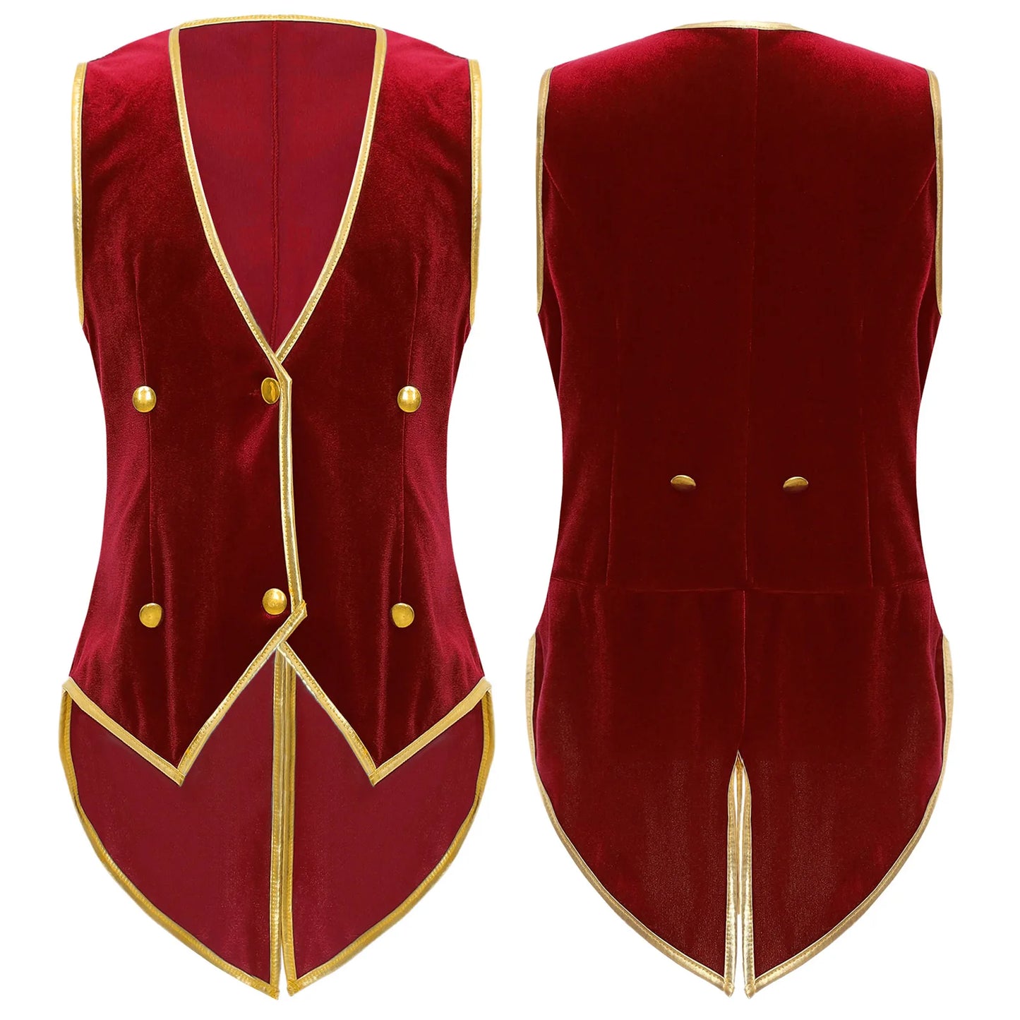 Boys Medieval Renaissance Tailcoat Vest Costume (Age 6-16YRS) Red