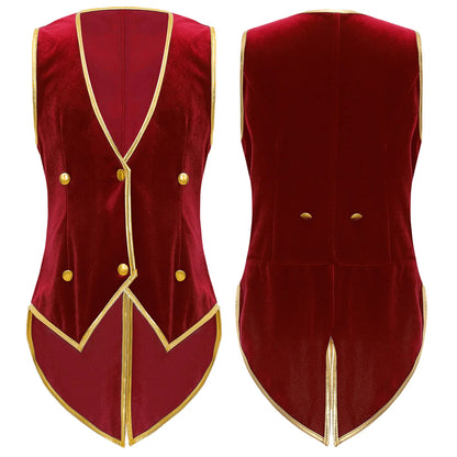 Boys Medieval Renaissance Tailcoat Vest Costume (Age 6-16YRS) Red