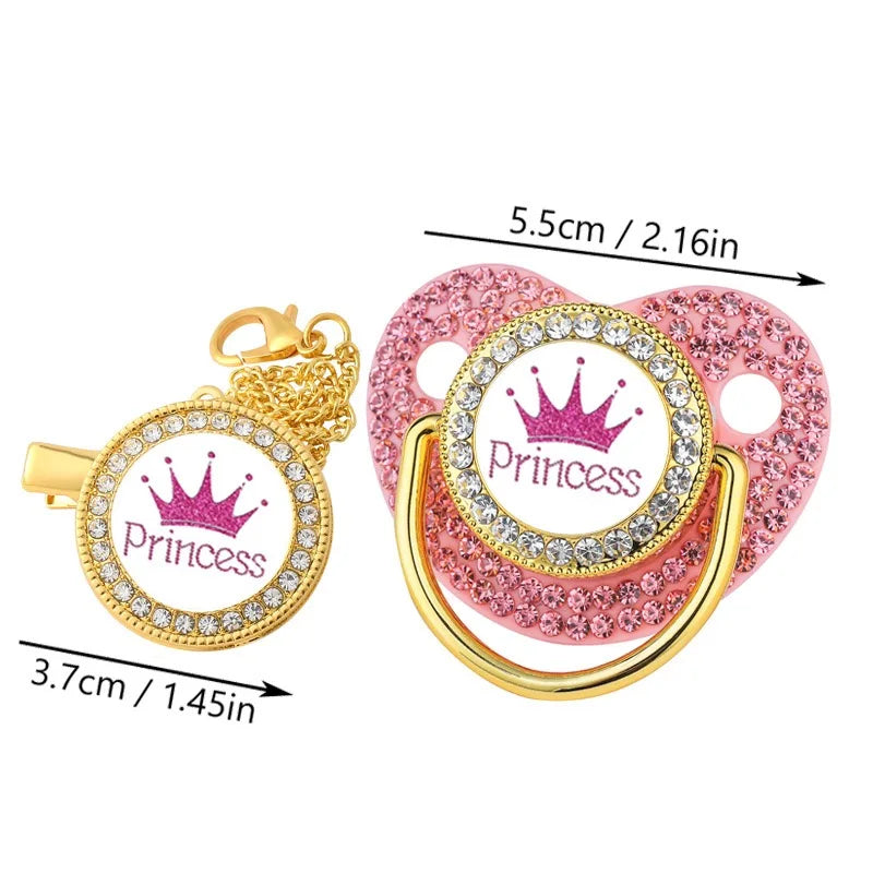 Luxury ‘Princess’ Rhinestone Crown Pacifier Dummy Clip