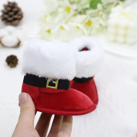 Baby Red Christmas Shoes/Booties (Age Newborn-18M) Red